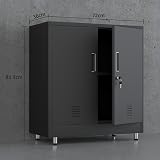 JINGUR Metal Storage Cupboard with Locking Doors and Adjustable Shelf Black view 3