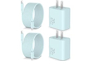 WIDAQUO USB C Fast Charger for iPhone 15/15 Pro Max/Plus, iPad Pro 12.9/11 inch, iPad Air 5th/4th, iPad 10th, Google Pixel 8/7/6/5/4, 2Pack PD 20W USB C Charging Block with 10FT Long USB C to C Cable, Green