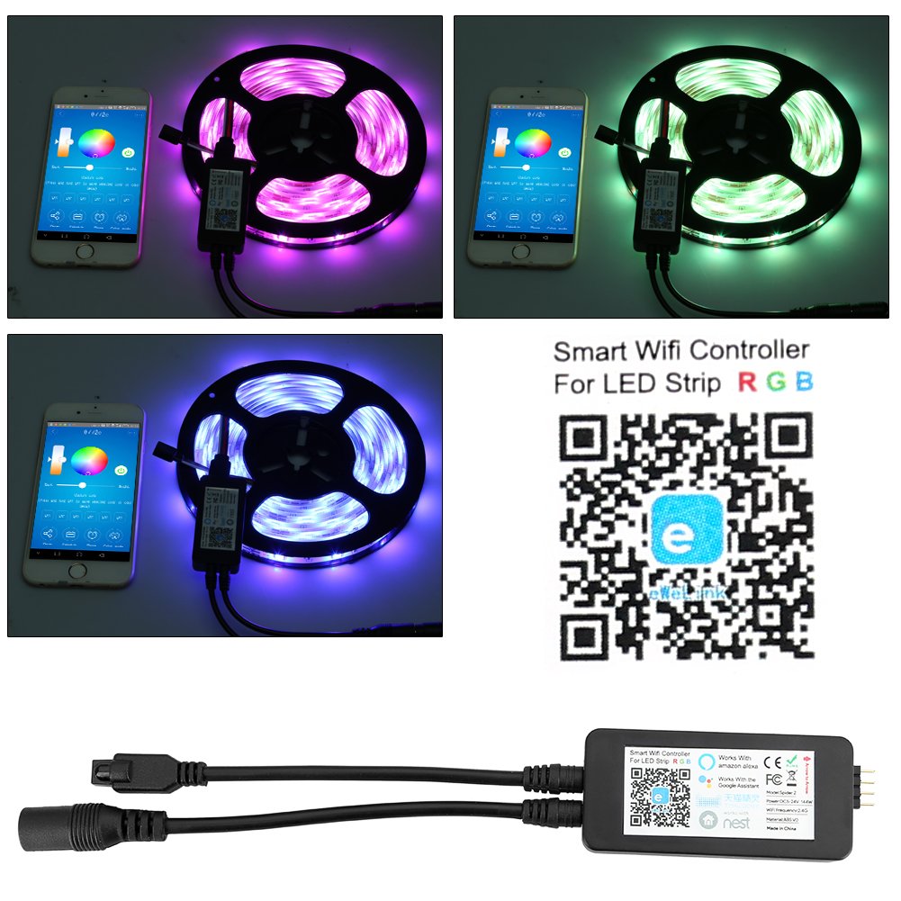 Guaiboshi Tira LED 5M Tiras de Luz Inteligente Impermeable con Wifi Controlador con Amazon Alexa Echo, Google Home, Luces LED 150Leds SMD 5050 Kit para iOS y Android Smartphones