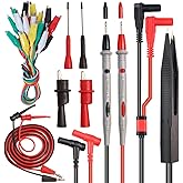 TKDMR 19Pcs Electrical Multimeter Test Leads Set with Alligator Clips Test Hook Test Probes Lead Professional,5 Colors Jumper Wires Kit 1000V 10A CAT.II