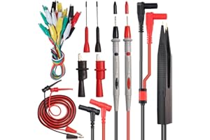 TKDMR 19Pcs Electrical Multimeter Test Leads Set with Alligator Clips Test Hook Test Probes Lead Professional,5 Colors Jumper Wires Kit 1000V 10A CAT.II