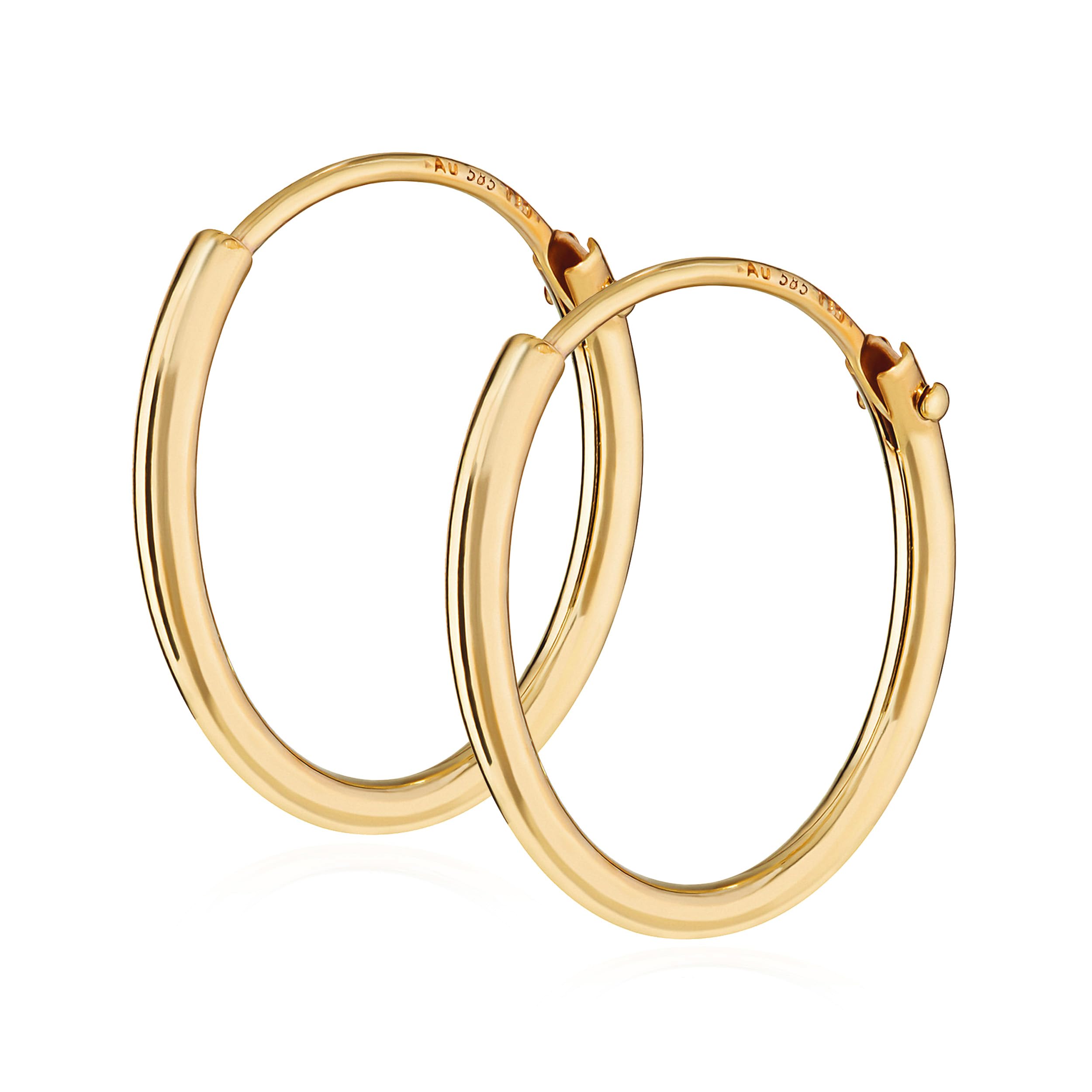 NKlaus PAIR genuine GOLD MEN'S Creole Earring Earrings Earrings 15 mm 1747