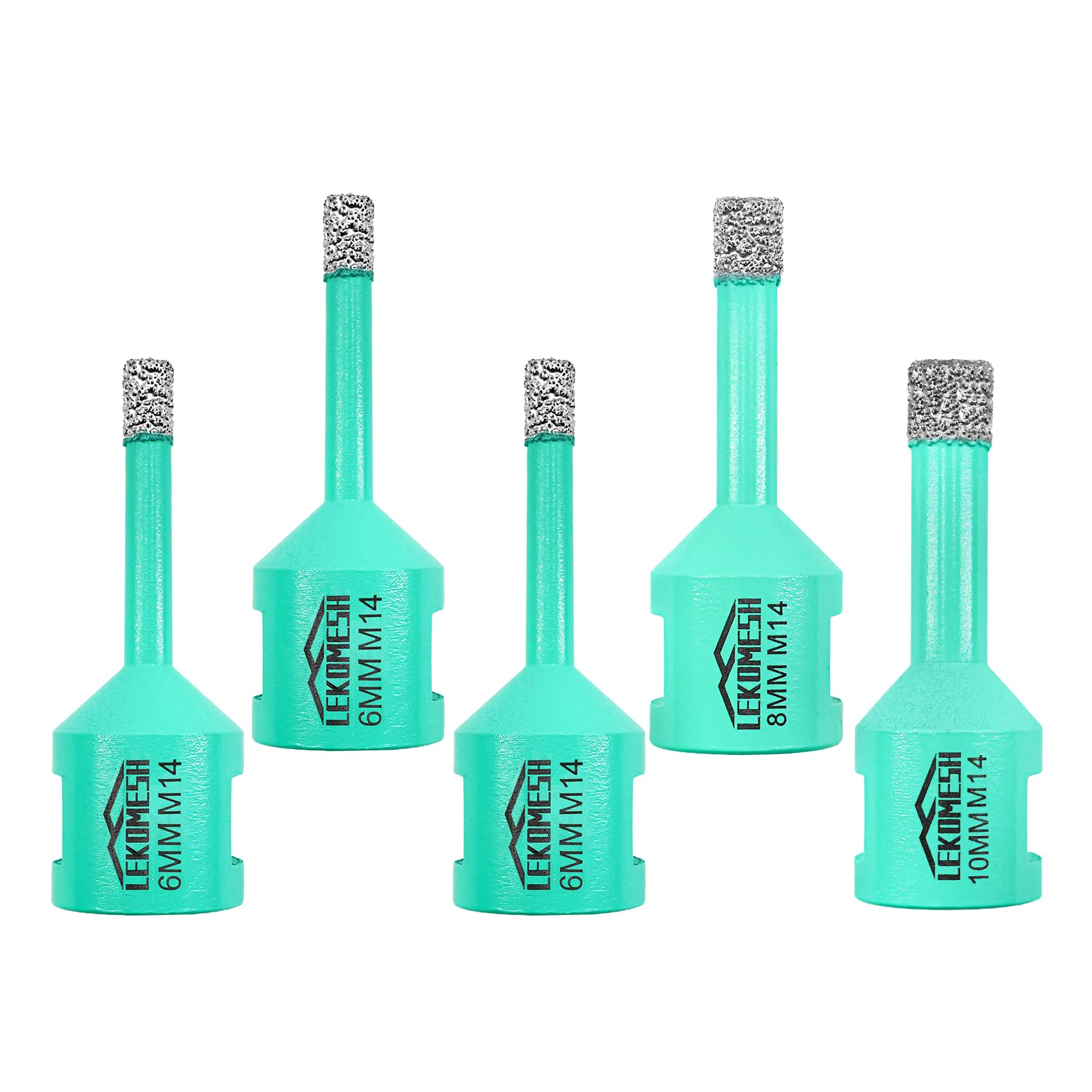 LEKOMESH Diamond Tile Drill Bits - 5pc 6/6/6/8/10MM Hole Saw Cutter for Porcelain Ceramic Marble Granite Stone Quartz M14 Thread — image 1