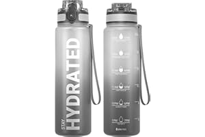 SAHARASAILOR Sahara Sailor Water Bottles, 32oz Motivational Sports Water Bottle with Time Marker - Times to Drink - Tritan, BPA Free, Wide Mouth Leakproof, Fast Flow Technology with Clean Brush (1 Bottle)