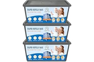 Disposable Diaper Pail Refill Bags,Compatible with Diaper Genie Signature & Platinum System,3 * 30 Bags, Max Oder Lock(Blue, 