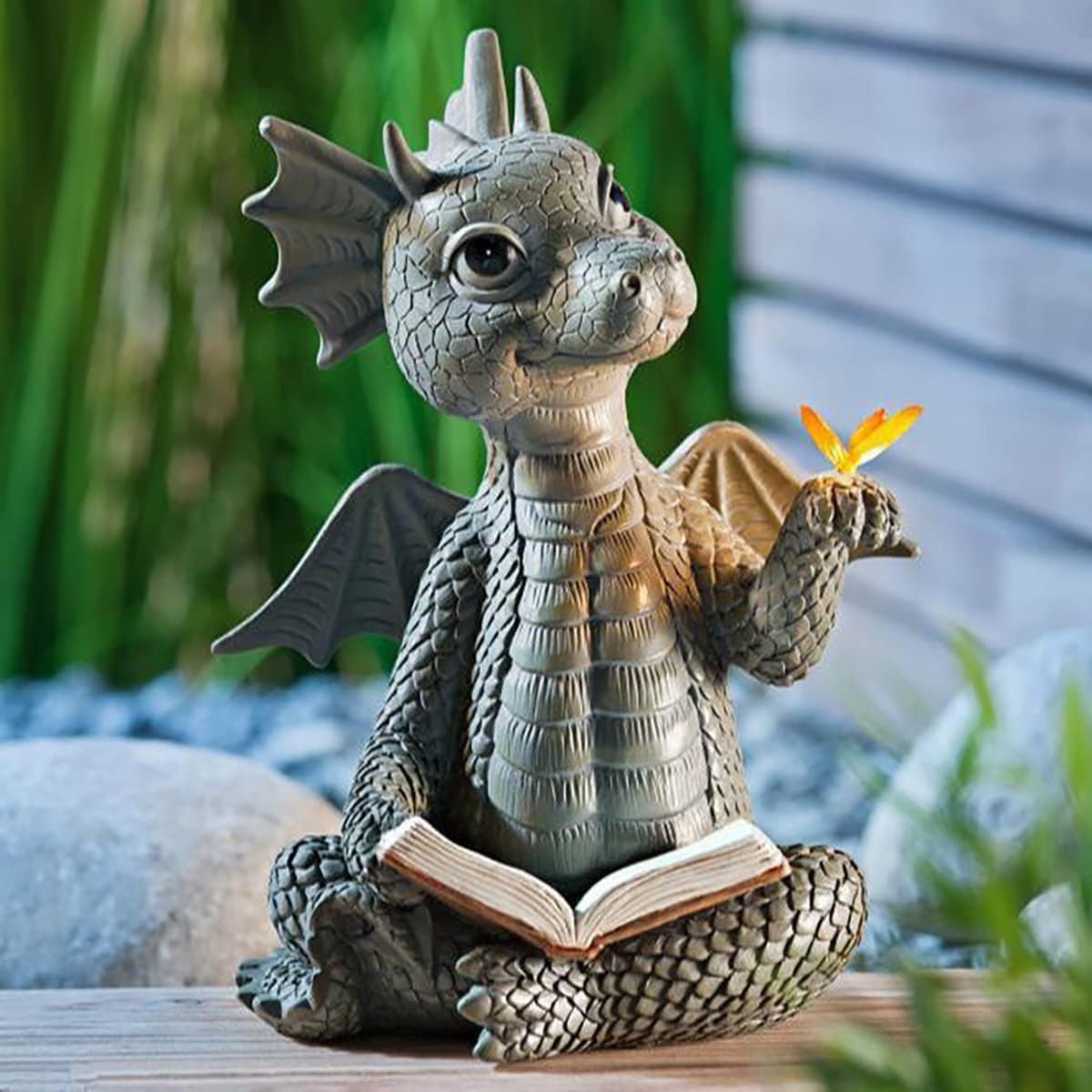 Guidre Courtyard Dragon Sculpture Wall Decoration,Lovely Resin Garden Dragon Statue,Lovely Resin Garden Dragon Statue Art Figurines Decor Ornaments for Patio Yard