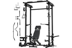 MAJOR FITNESS Drone3 Power Rack, 2500lbs Multi-Function Home Gym Squat Rack with Dual Pulley System, Pull-Up Bar & J-Hooks, Heavy-Duty Steel Frame for Maximum Stability & Strength Training