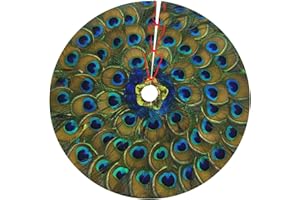 DORKEIXIA Colorful Wreath Peacock Feathers 36 Inch Christmas Tree Skirt Round Winter Snow Suitable for Christmas Xmas Halloween Holiday Party Decor Decoration Occasion