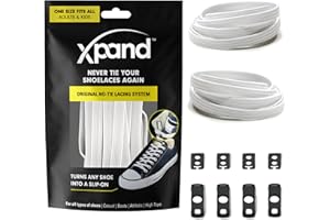 Xpand No Tie Elastic Shoelaces. 1 Size Fits All for Adults & Kids | Stretch Laces for Sneakers, Runners & High Tops Shoes