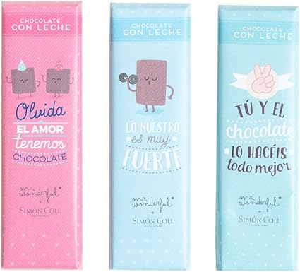 Pack de Tres Chocolatinas Mr. Wonderful Amistad: Amazon.es: Oficina y papelería