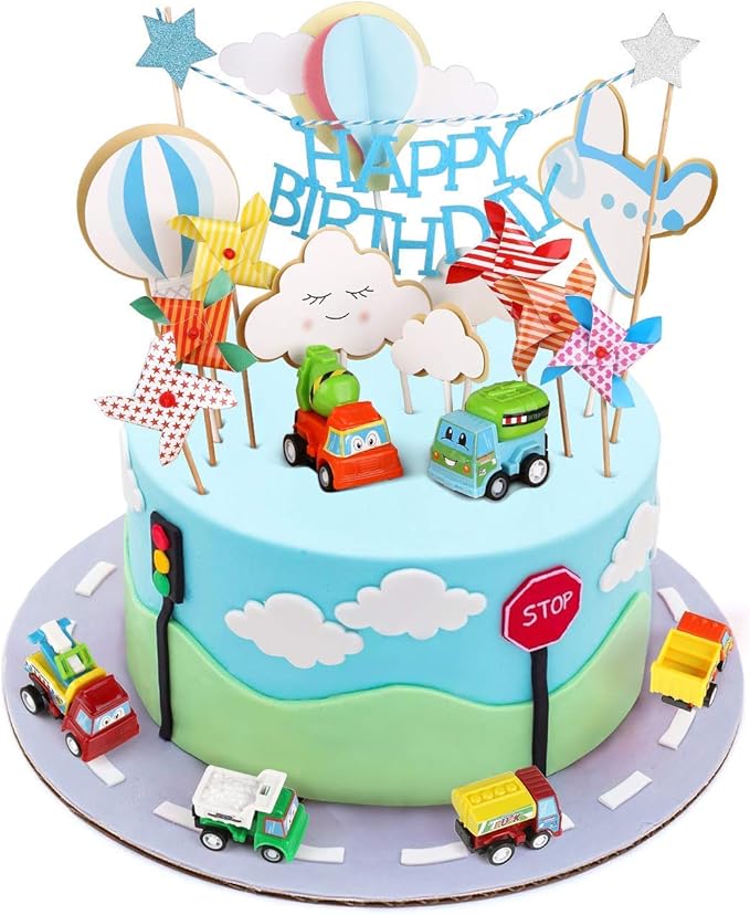 Joyoldelf Decoration Gateau Voiture Avec Avion Moulin A Vent Montgolfiere Nuage Kit Anniversaire Pour Enfants Fete Amazon Fr Cuisine Maison