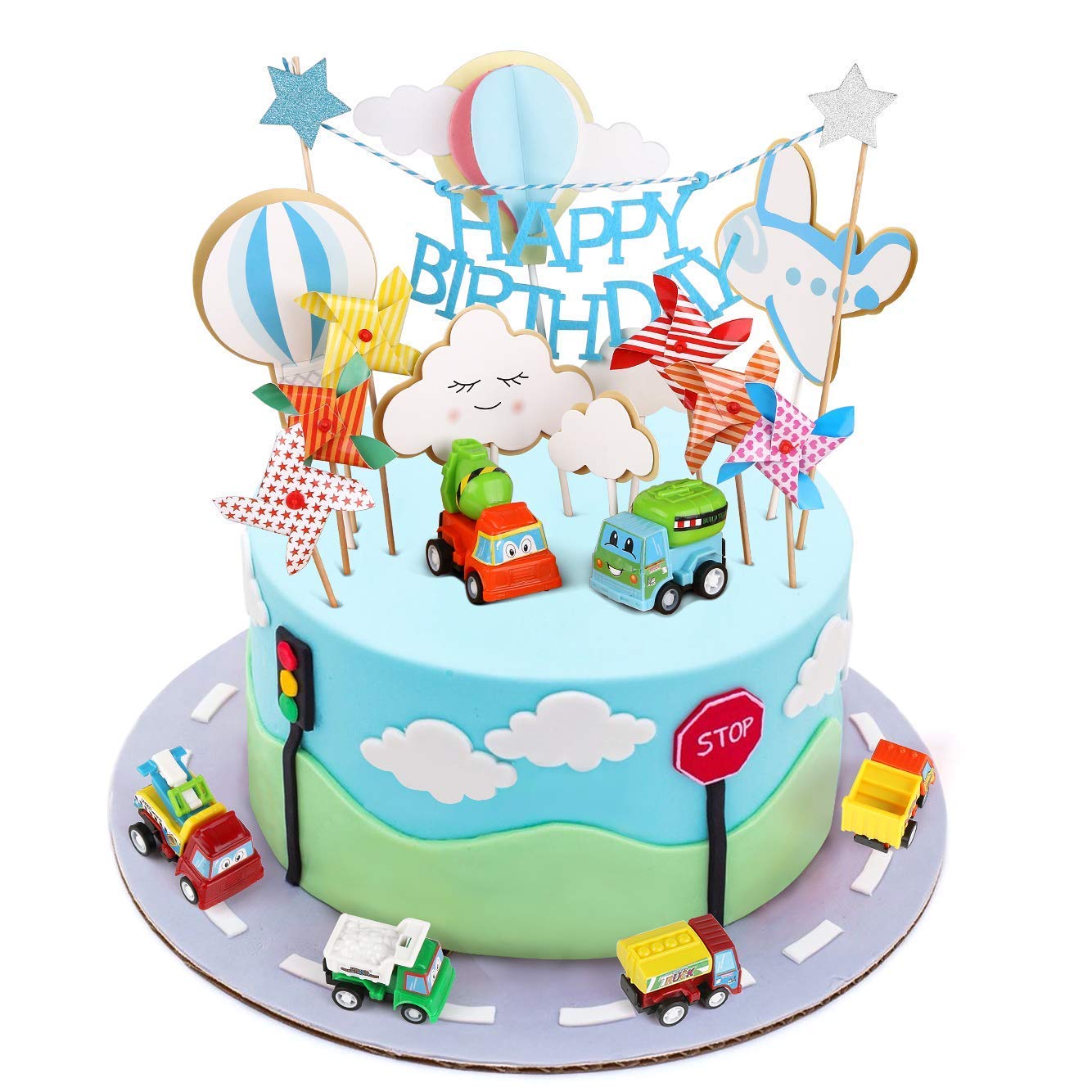 Kit Anniversaire Pour Enfants Fete Nuage Joyoldelf Decoration Gateau Voiture Avec Montgolfiere Moulin A Vent Avion Decorations De Gateau Cuisine Maison
