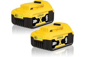 2Pack 6000mAh Replacement for Dewalt 20V Battery Max Compatible with Dewalt 20 Volt Lithium Battery XR DCB206 DCB200 DCB201 D