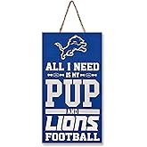 NFL Detroit Lions Property Sign "ALL I NEED IS MY PUP AND FOOTBALL" Yard Sign. Sporty Fence Sign. NFL Football Fan Yard Decor Waterproof Wooden Wall Sign Indoor & Outdoor with Team Logo!