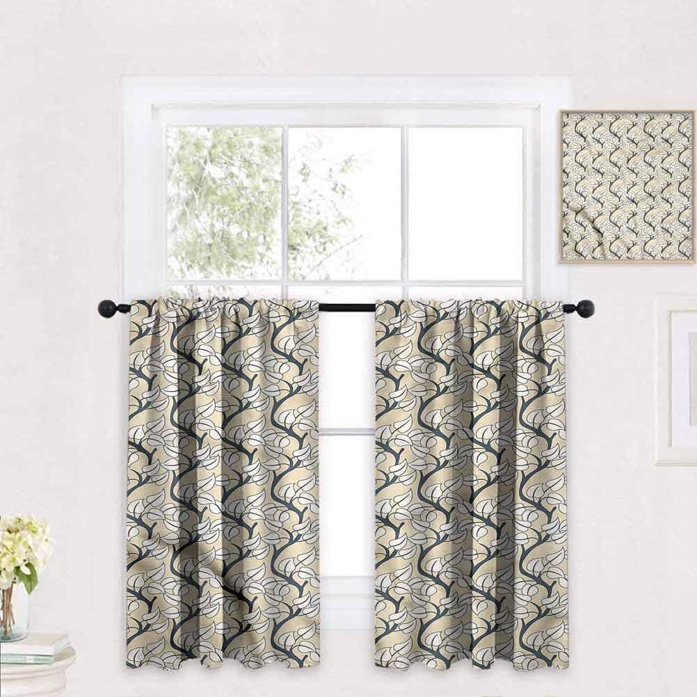 Bedroom Curtains W 55" x H 39" 2 Panels per Group Leaves