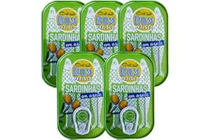 5 x 120 g x Bom Petisco Sardines in olive Oil - Premium quality from Portugal - rich in Omega-3 / Portugal