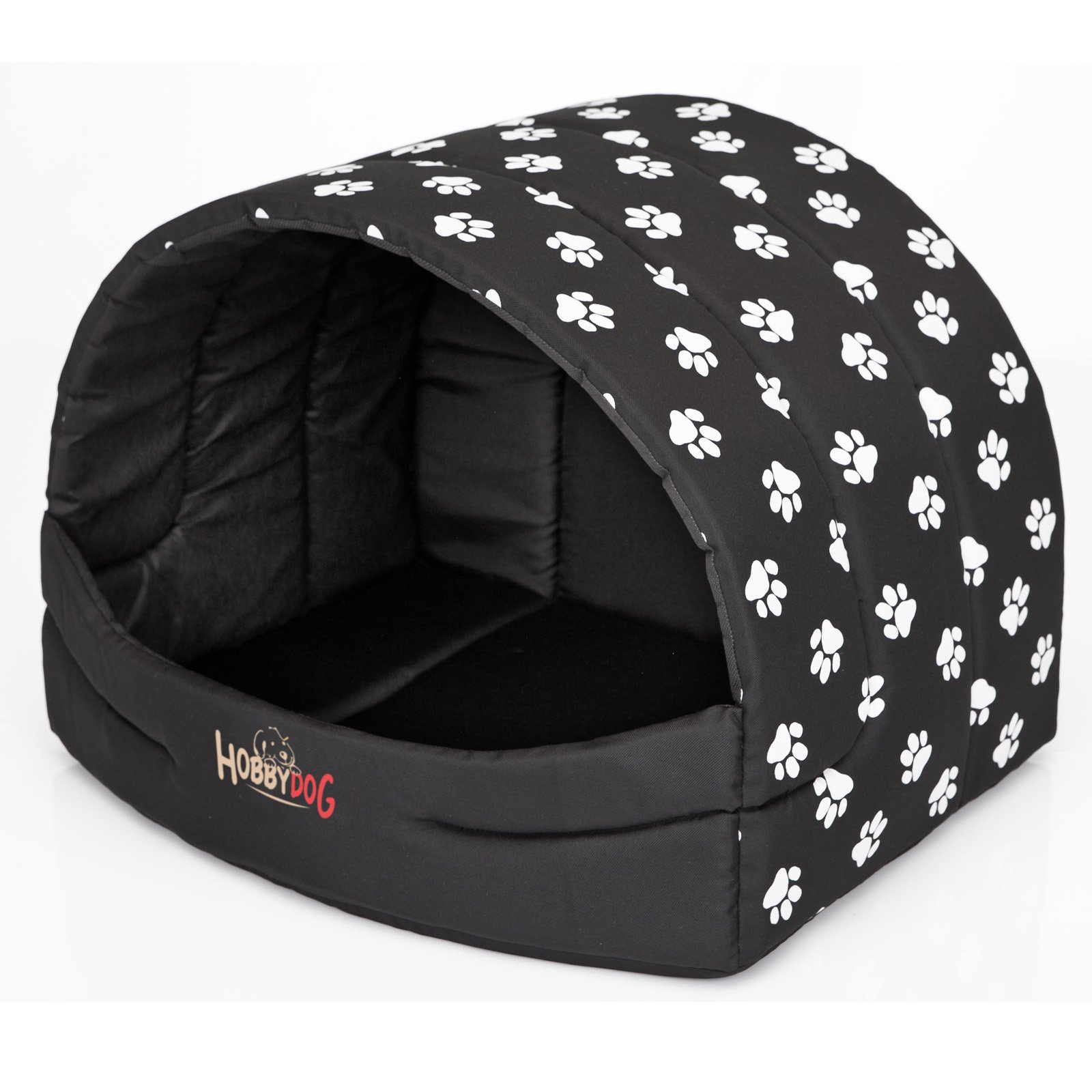 Hobbydog Prompter Dog Bed, Size 4, Black with Paws Print