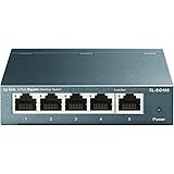 TP-Link TL-SG105, 5 Port Gigabit Unmanaged Ethernet Switch, Network Hub, Ethernet Splitter, Plug & Play, Fanless Metal Design