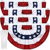 4 Pack American Pleated Fan Flag,3 X 6 FT American Bunting with Brass Grommets and Zip Ties,Patriotic Half Fan Banner Flag Decor, Memorial Day 4th of July Decoration Outdoor