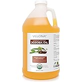 velona Jojoba Oil USDA Certified Organic - 1 Gallon / 128 Fl Oz | 100% Pure and Natural | Golden, Unrefined, Cold Pressed, Hexane Free | Moisturizing Face, Hair, Body, Skin Care