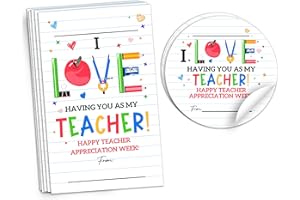 HandEasy Teacher Gift Tags, 40 Pcs Thank You Tags, Teacher Appreciation Gift Stickers, Envelopes, Sealing Stickers Present Packaging Boxe A04