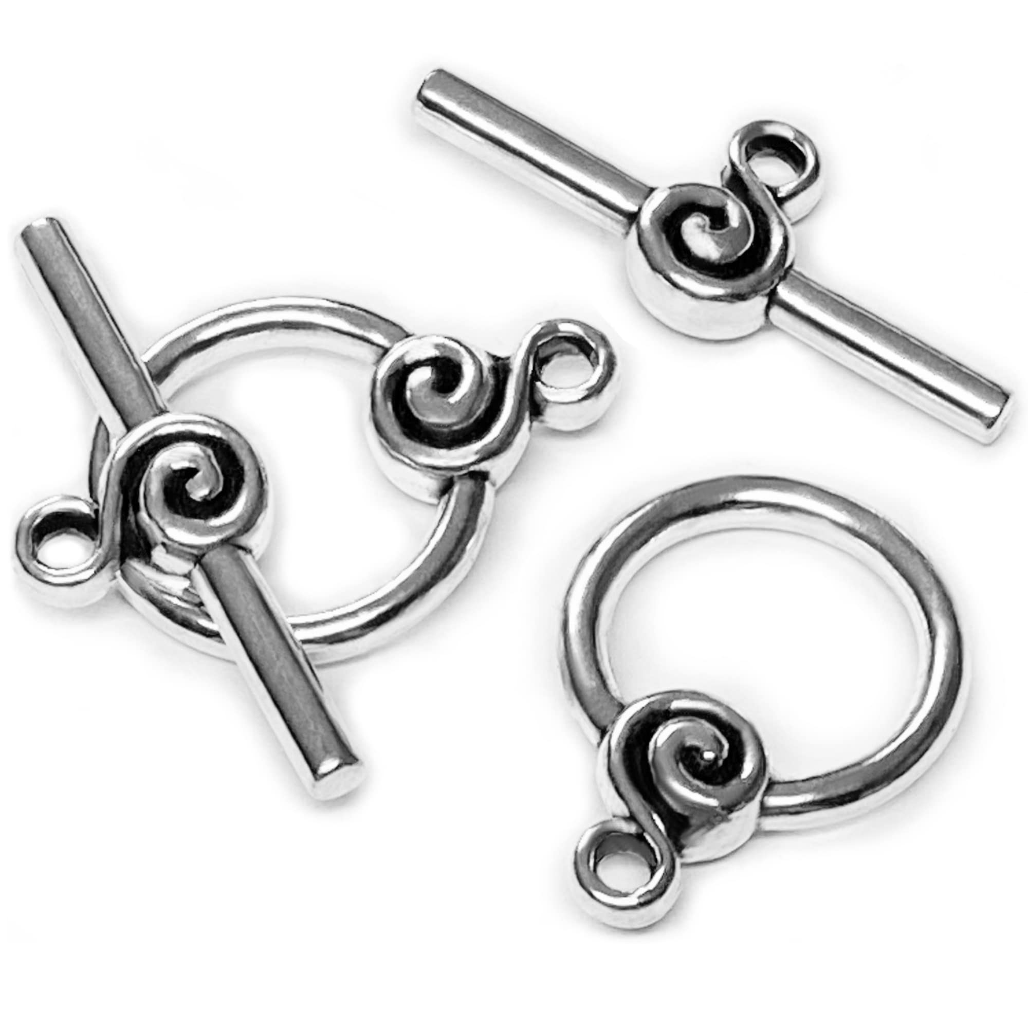 Heather's cf Toggle Jewelry Clasps Silver Toggle Clasp Bulk Clasps for Jewelry Making Variety 24 Set