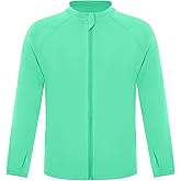 RIKUAOU Boys UPF 50+ Rash Guard Swim Shirt, Kids Long Sleeve Sun Protection UV Zip Up Shirts Quick Dry for Water Beach
