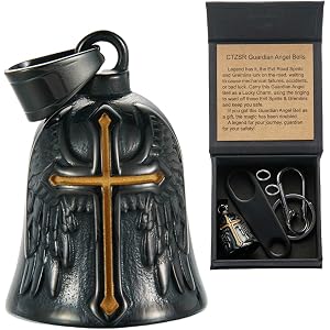 Motorcycle Bell Guardian Angel Charm - Weather-resistant Good Luck Gremlin Bells With Gift Box, Legend Card, Keychain