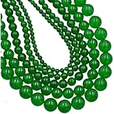 AD Beads Natural Gemstone Round Loose Beads 15" for Bracelet Necklace Earrings Jwelery Making Crafts DIY (4mm, Green Jade)