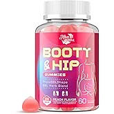 Booty Gummies for Women - BBL Gummies with Bovine Collagen Peptides - Herbal Blend with Aguaje, Fenugreek, Kwao Krua, Wild Yam, Blessed Thistle, Vitamin C & Zinc - Delicious Peach Flavor