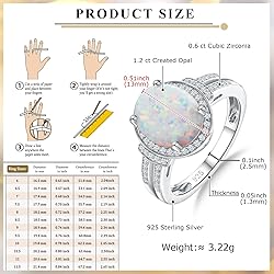 AGRULE Opal Engagement Ring for Wedding Sterling