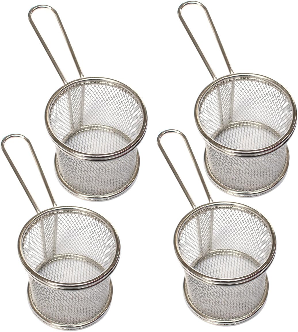 HUAXIONG Stainless Steel Food Strainer Colander - Round Deep Cup Food Basket Design - Corrosion And Rust Resistant High Quality High Carbon Steel Alloy