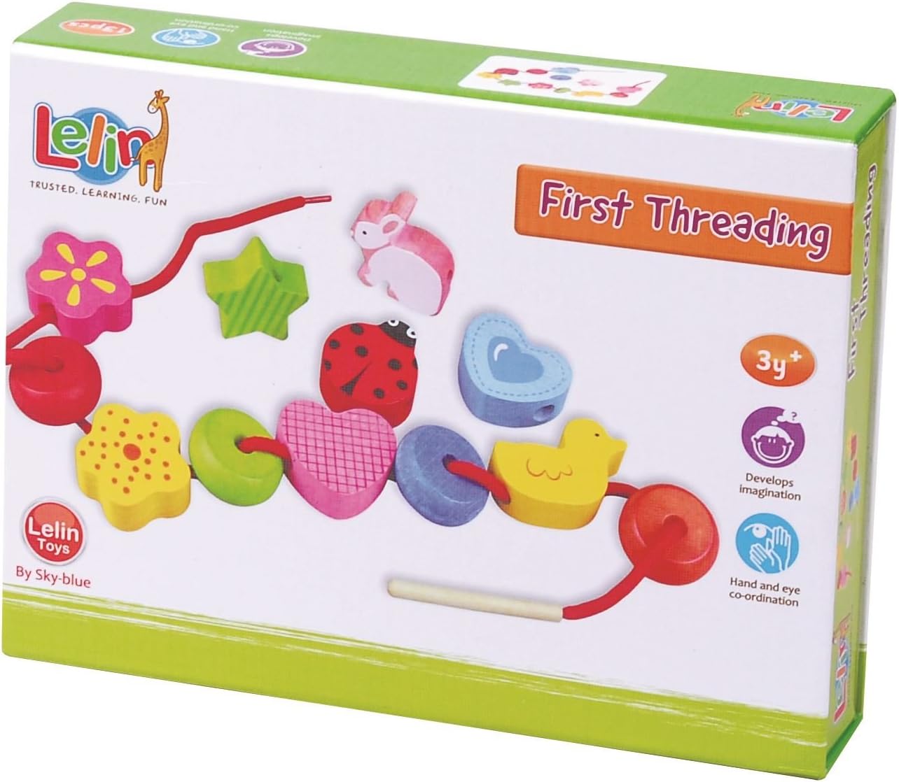 Lelin Children Kids First Threading Lacing Friends Wood Wooden Activity ...