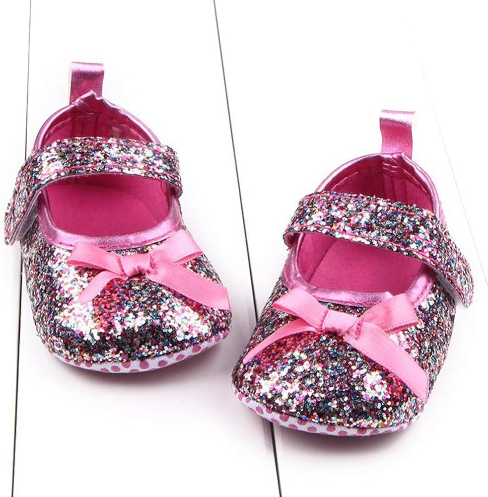 Fashion Baby Shoes Toddler Soft Soled Crib Shoes First Walkers Infant Sequined Bow Baby Girls