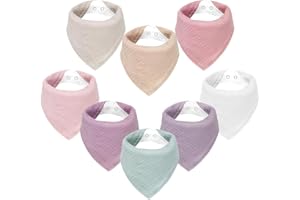 duludulu Muslin Bibs, Muslin Baby Bibs for Girls & Boy Muslin Bandana Bibs 100% Cotton Baby Bibs for Drooling and Teething