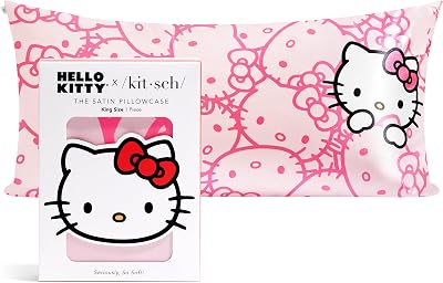 Kitsch Hello Kitty Satin Pillowcase with Zipper King 19x36 Pink Kitty Faces
