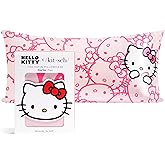 Kitsch x Hello Kitty Pillow Case – Pink Kitty Faces Toddler Bed Time Satin Pillowcase with Zipper – Soft Cooling Pillow Cover for Hair & Skin – Better Than Silk Pillowcase - King Size 19x36