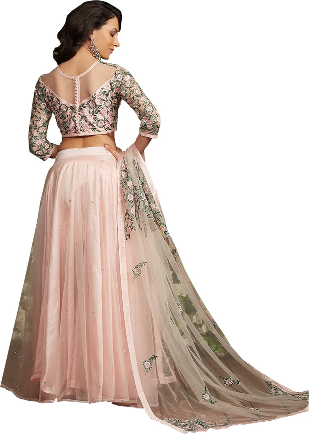 shreebalaji women's heavy embroidary semi-stiched lehenga choli(rose peach,freesize)