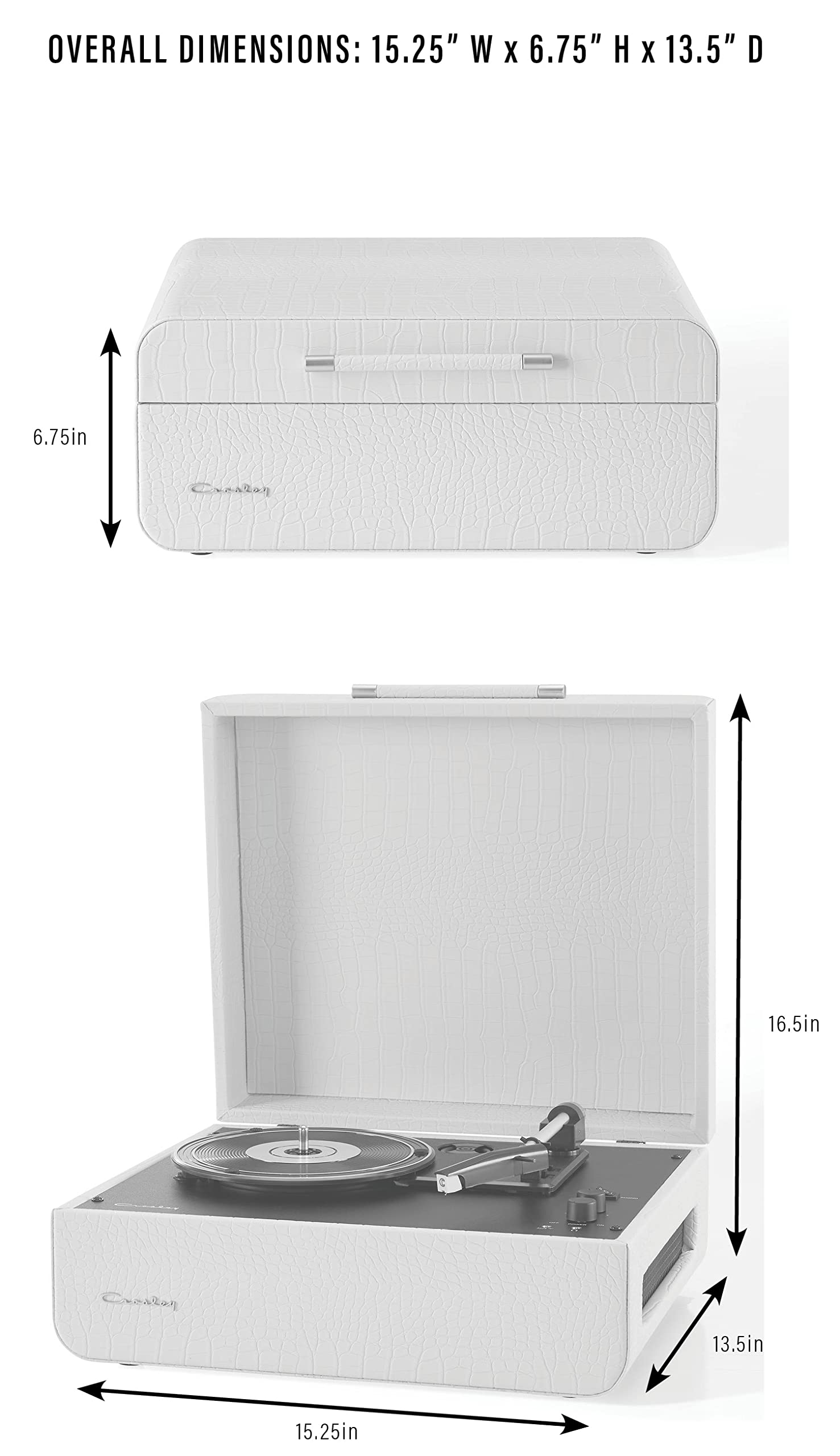 Crosley CR6255A-CC Mercury Vintage 3-Speed Bluetooth in/Out Turntable with Built-in Speakers, Cream Crocodile