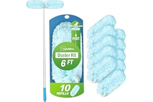 TidyBliss Dusters for Cleaning with Extension Pole for Swiffer, 66 inches Extended Handle Dusting Wand Kit with 10 Refills, 3