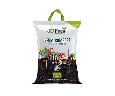 JD FRESH Enriched Vermicompost Fertilizer Manure for Plants (5 kg) Vermi Plant Manure 100% Organic Plant Nutrient for Home Garden trustfully