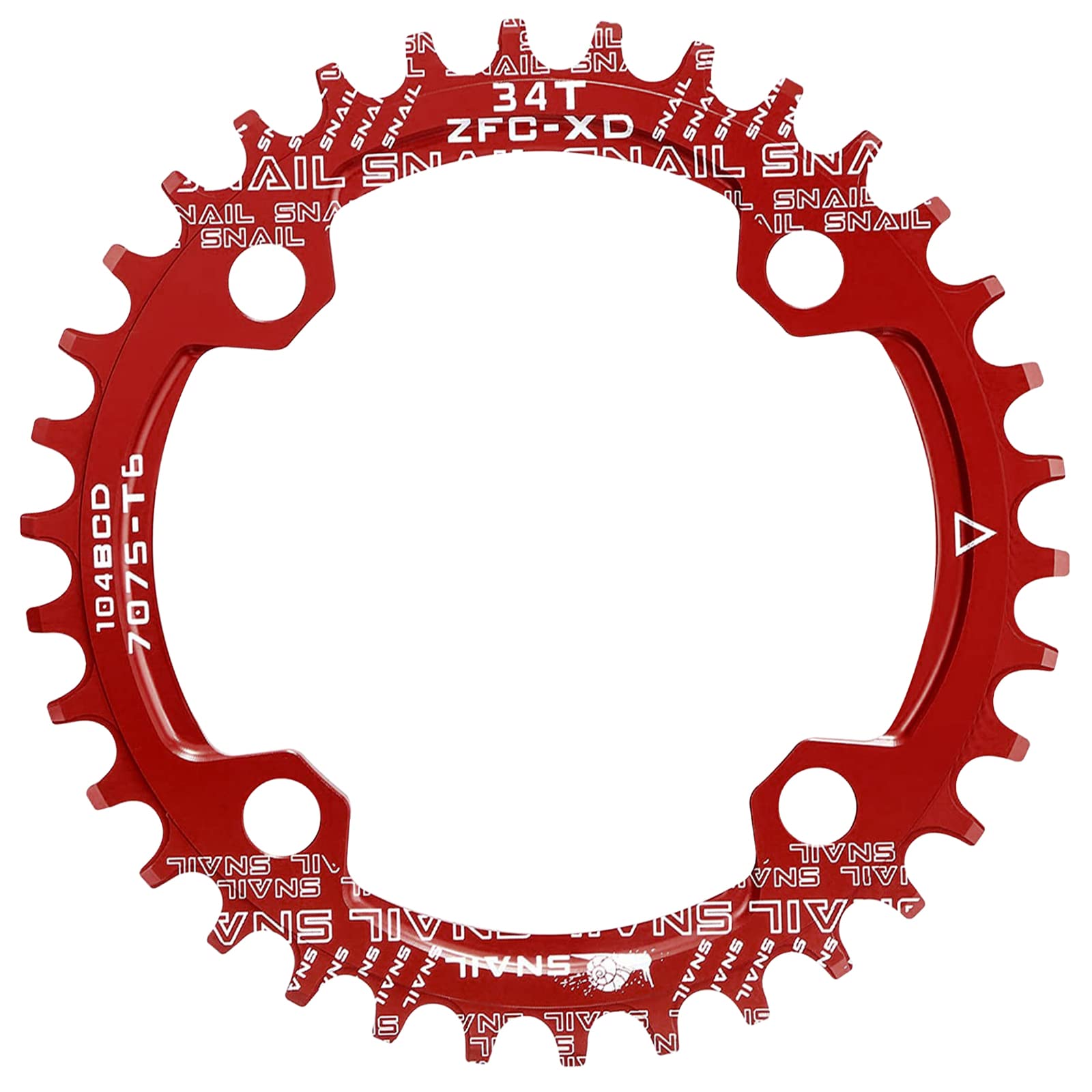 Jane Eyre Bicycle Chainrings 104 BCD 32T 34T 36T Narrow Wide Single Chain Ring Round Narrow Wide Chain Ring for Road Bike Mountain Bike BMX MTB (Red 32T)