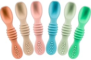 SPERRIC Baby Spoons, Baby Feeding Essentials, Baby Led Weaning Supplies, Baby Spoons Self Feeding 6 Months, Baby Utensils, Silicone Baby Feeding Set, Toddler Feeding Supplies, Silicone Baby Spoon BPA Free