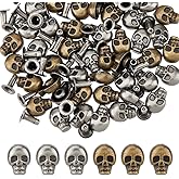 SUPERFINDINGS 48PCS 2 Colors Alloy Skull Rivets Leather Rivets Metal Punk Studs Skeleton Stud Handicraft DIY Punk Spikes Accessories for DIY Leather Crafts Belts Shoes Jackets Bags Decor
