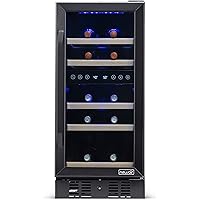 NewAir Wine Cooler Built In Refrigerator with 29 Bottle Capacity Dual Zone Fridge, NWC029BS00, Black Stainless Steel