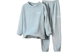 Ikevan Kids Fleece Clothing Set Boys Girls Thermal 2 Piece Outfits Fall Winter Warm Flannel Sweatshirts