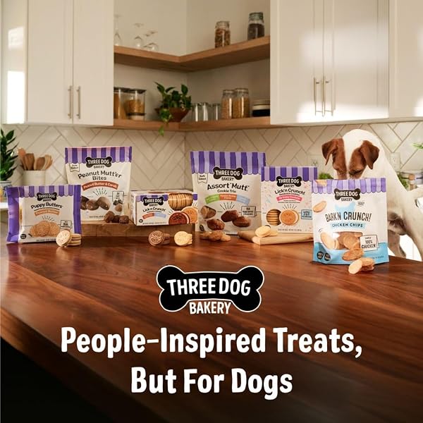 THREE DOG BAKERY PUPINO’S PIZZA COOKIE CRUNCHY DOG TREATS – MARGRRRITA PIZZA RECIPE – MADE WITH REAL INGREDIENTS – 16 OZ BAG