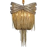 Demeanor LED Chandeliers, Bronze Tassel Aluminum Chain Chandelier, Arabian Dining Room Pendent, Retro Personality Living Room