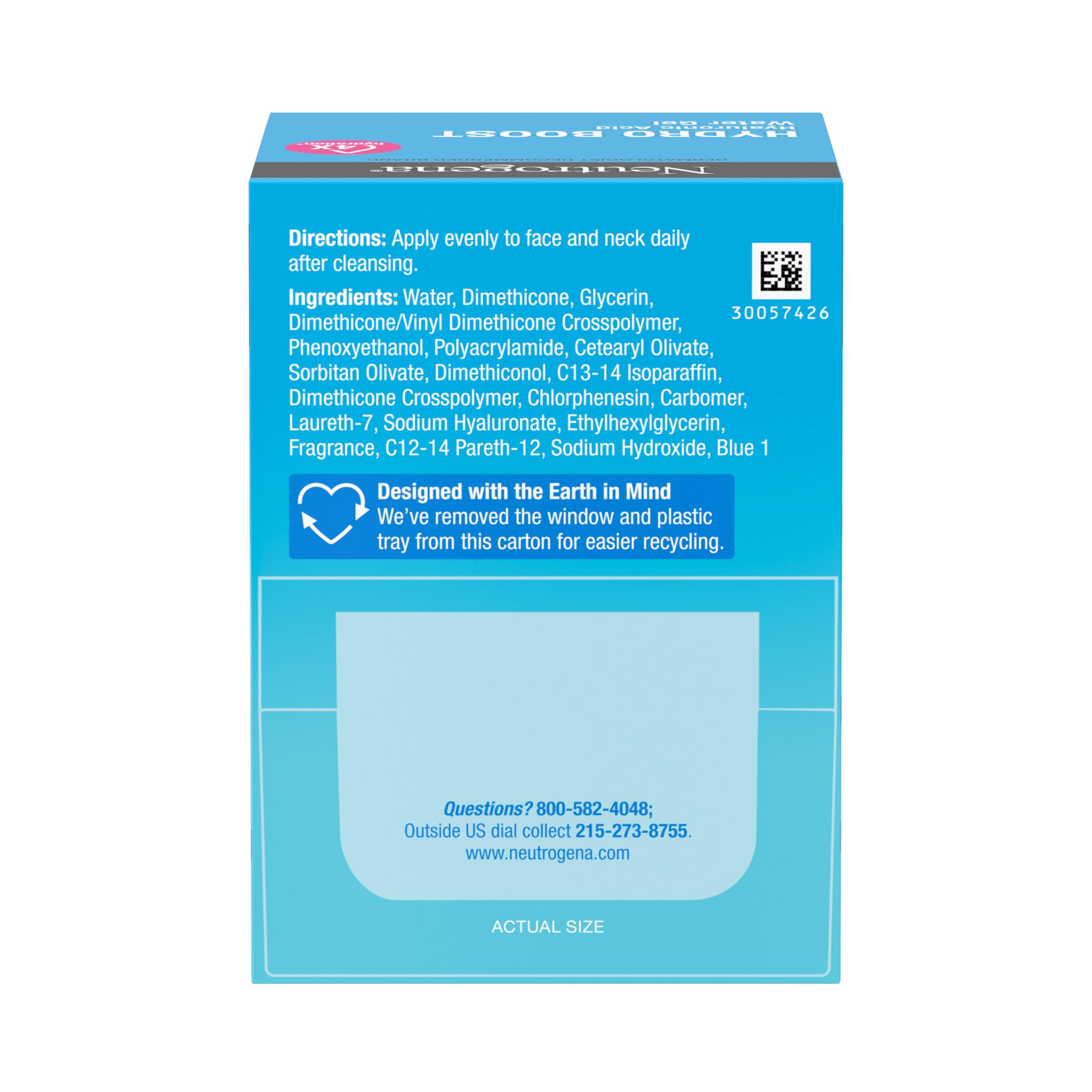 Neutrogena Hydro Boost Water Gel, 24 Hr Hydration for Normal/Oily Skin, Signature Fragrance, Face Moisturizer with Hyaluronic Acid, Skin Care for Juicy, Deeply Hydrated Skin, 1.7 oz