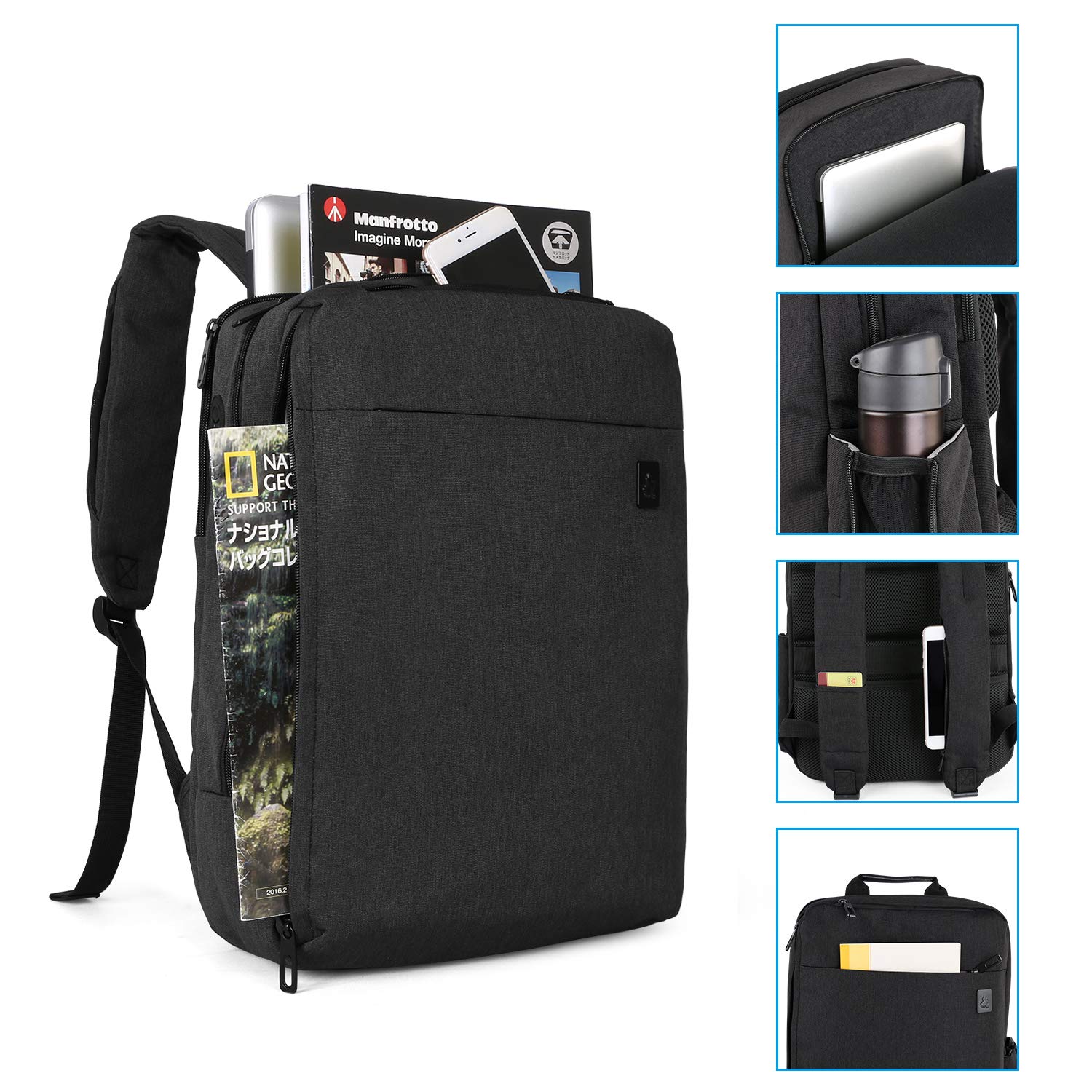 Cai 7331 Large Business Travel Backpack, Durable Multi-Functional Water Resistant, School College Commuting Bag with Headphones Port and luggage strap 15.6 \